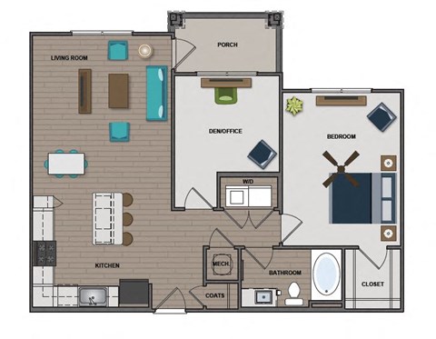 1 bed 1 bath floor plan B at The Edison at Madison, Alabama, 35757